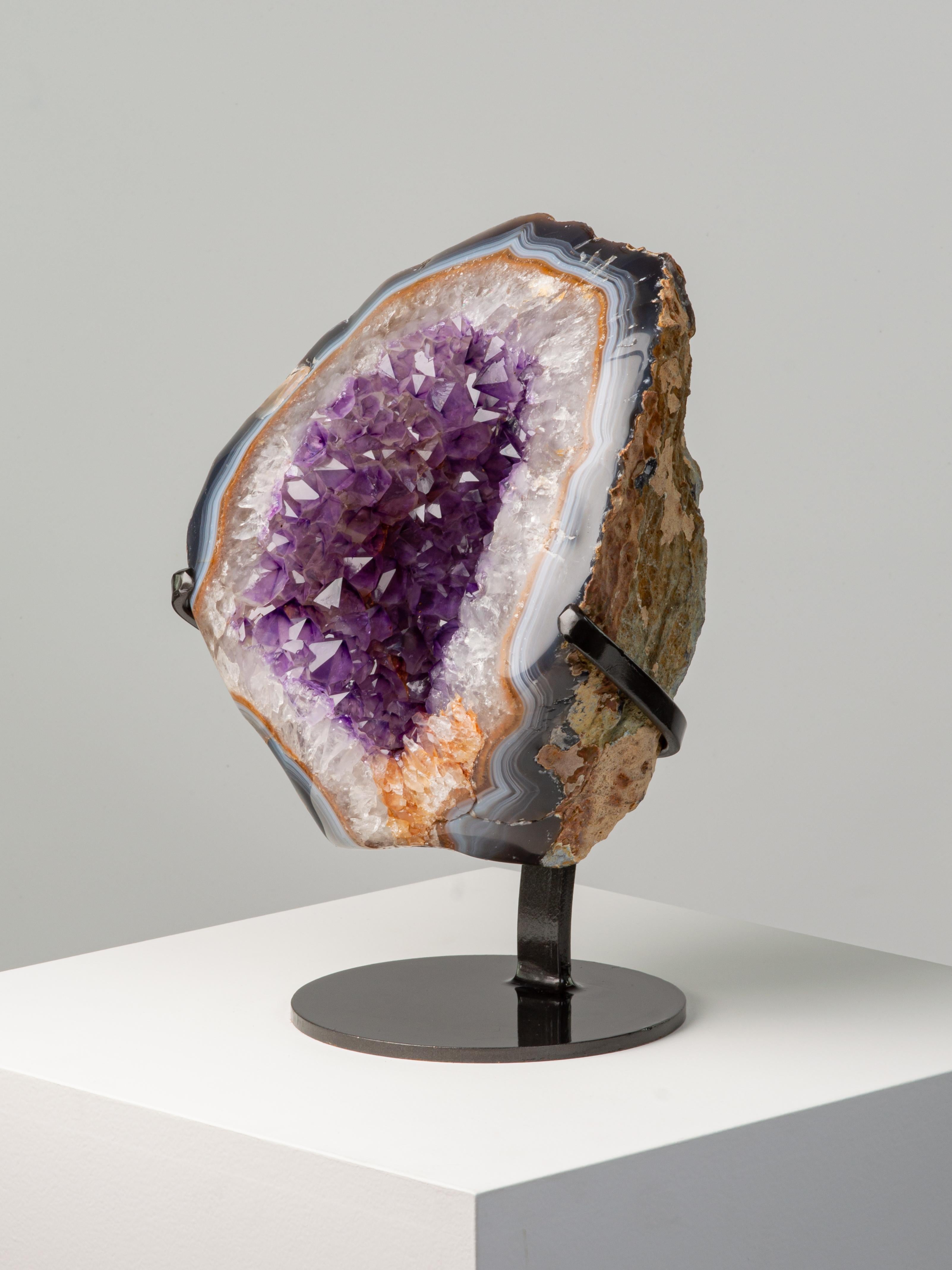 Pear Shaped Amethystine Geode Section with Thick Border For Sale 2
