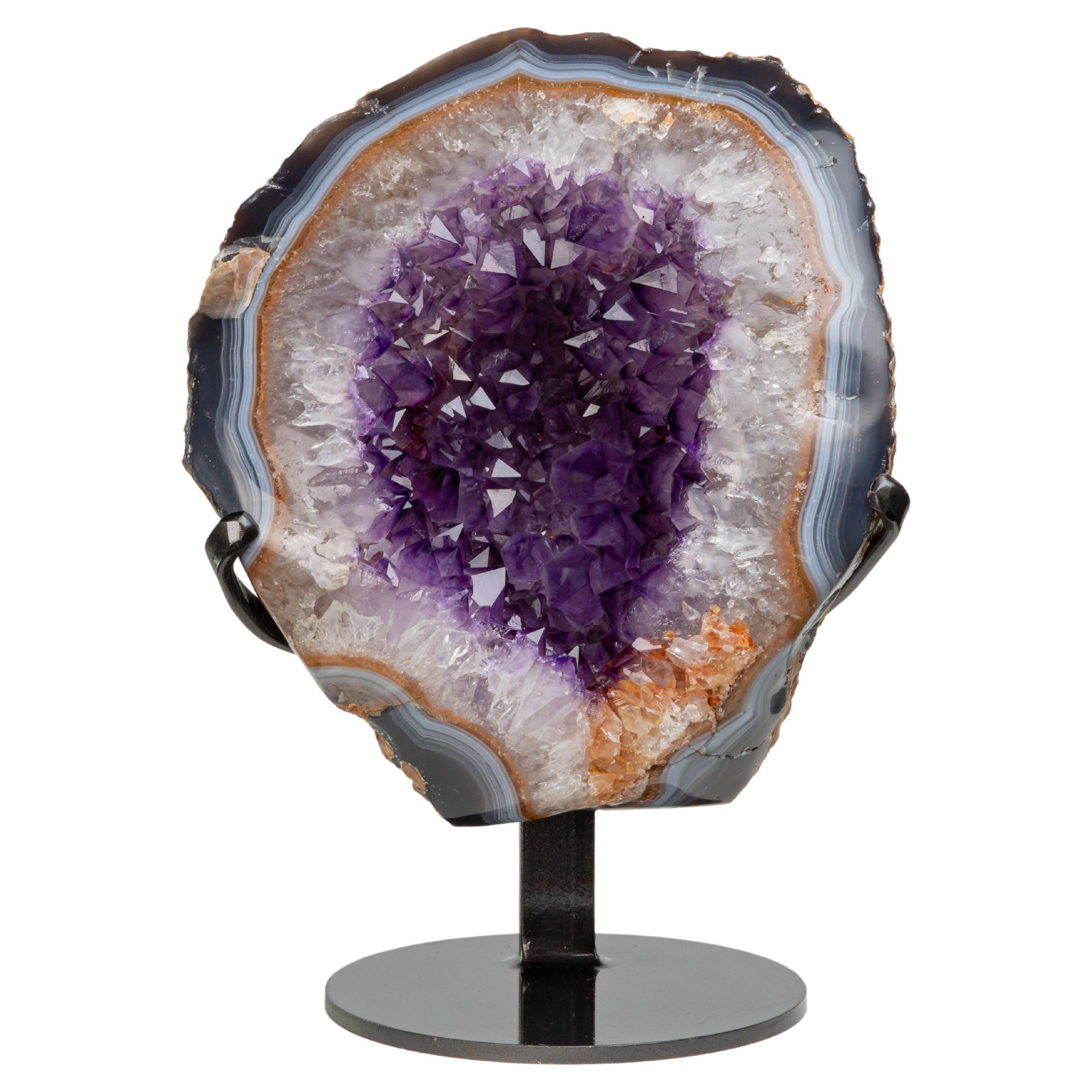 Pear Shaped Amethystine Geode Section with Thick Border For Sale
