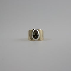 Pear Shaped Andalusite 9k Yellow Gold and Sterling Silver Ring