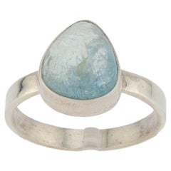 Pear-shaped aquamarine silver ring, size 9