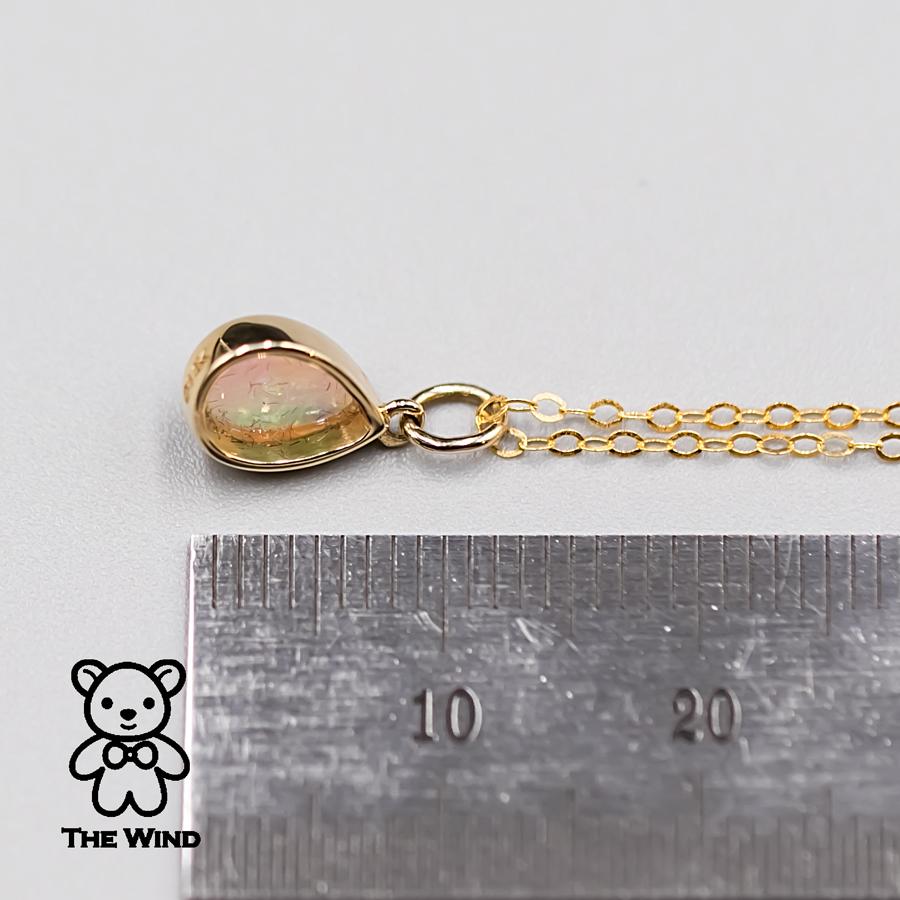 Women's or Men's Pear Shaped Australian Solid Opal Necklace 14k Yellow Gold For Sale