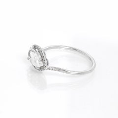 Pear Shaped Beryl & Diamond Ring Size 6.75