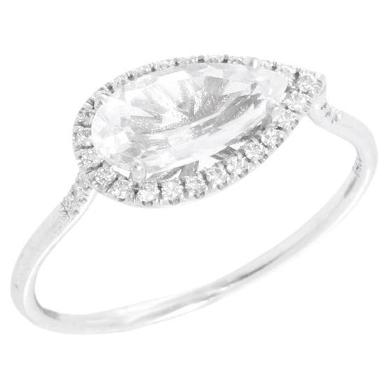 Pear Shaped Beryl & Diamond Ring Size 6.75 For Sale