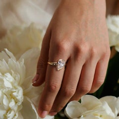 Pear-Shaped Bezel Set Diamond Ring in 14K Yellow Gold