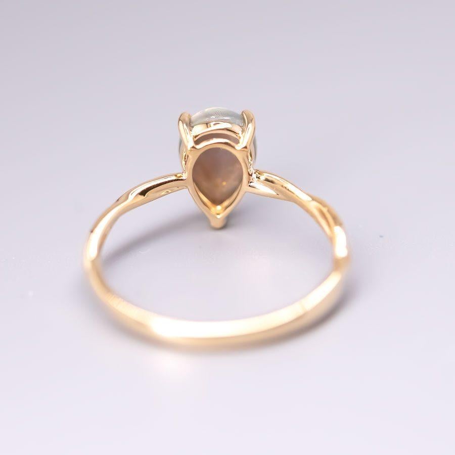 Pear Shaped Black Opal Twist Band Engagement Ring 18K Yellow Gold In New Condition For Sale In Suwanee, GA