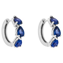 Pear-Shaped Blue Sapphire Huggies