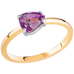 Pear-Shaped Ceylon Pink Sapphire White and Yellow Gold Cocktail Ring