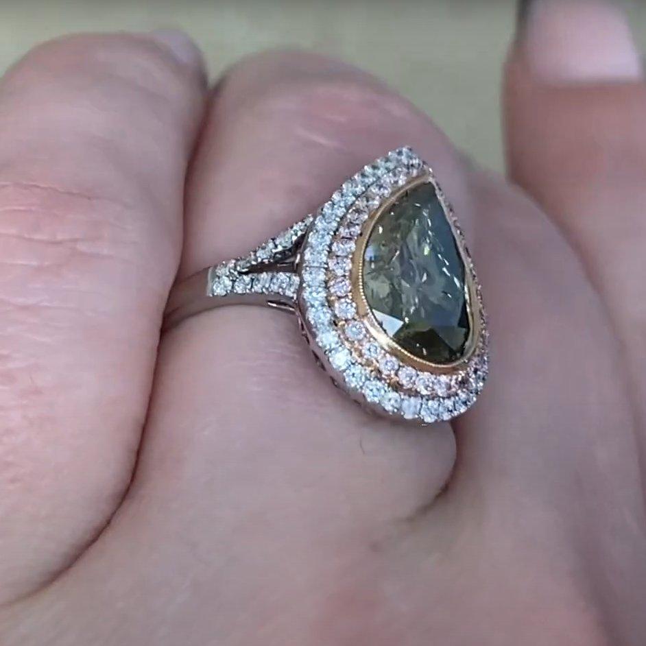 Taille poire Bague de fiançailles Chameleon en diamant en forme de poire (environ 2,80 carats), platine en vente