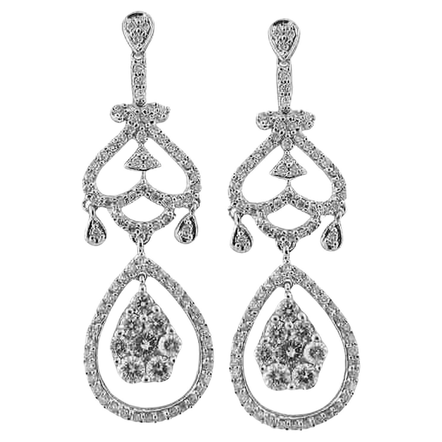 Diamond Gold Chandelier Earrings at 1stDibs