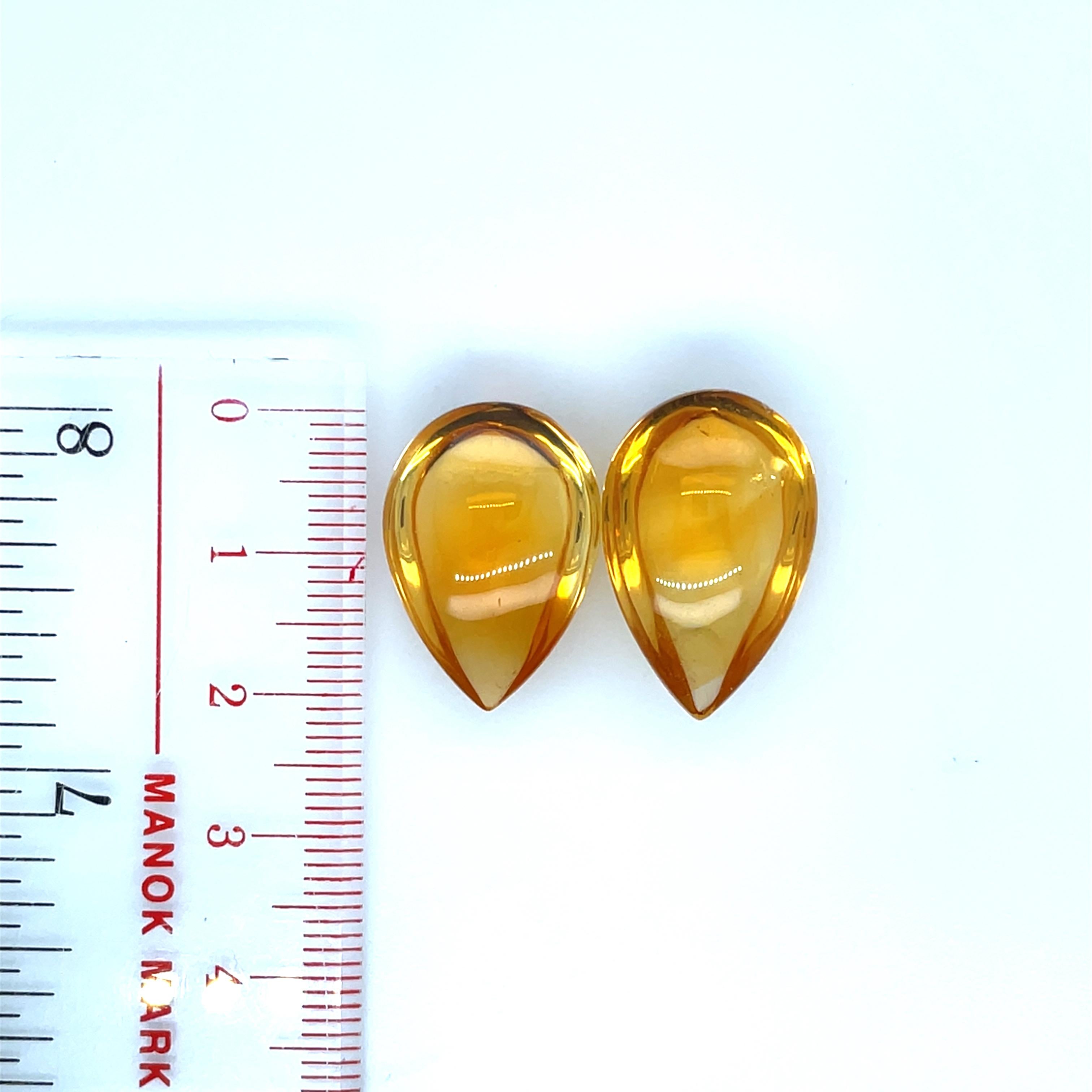 Gemme Citrino Cabochon a forma di pera Cts 118.42 in vendita 6