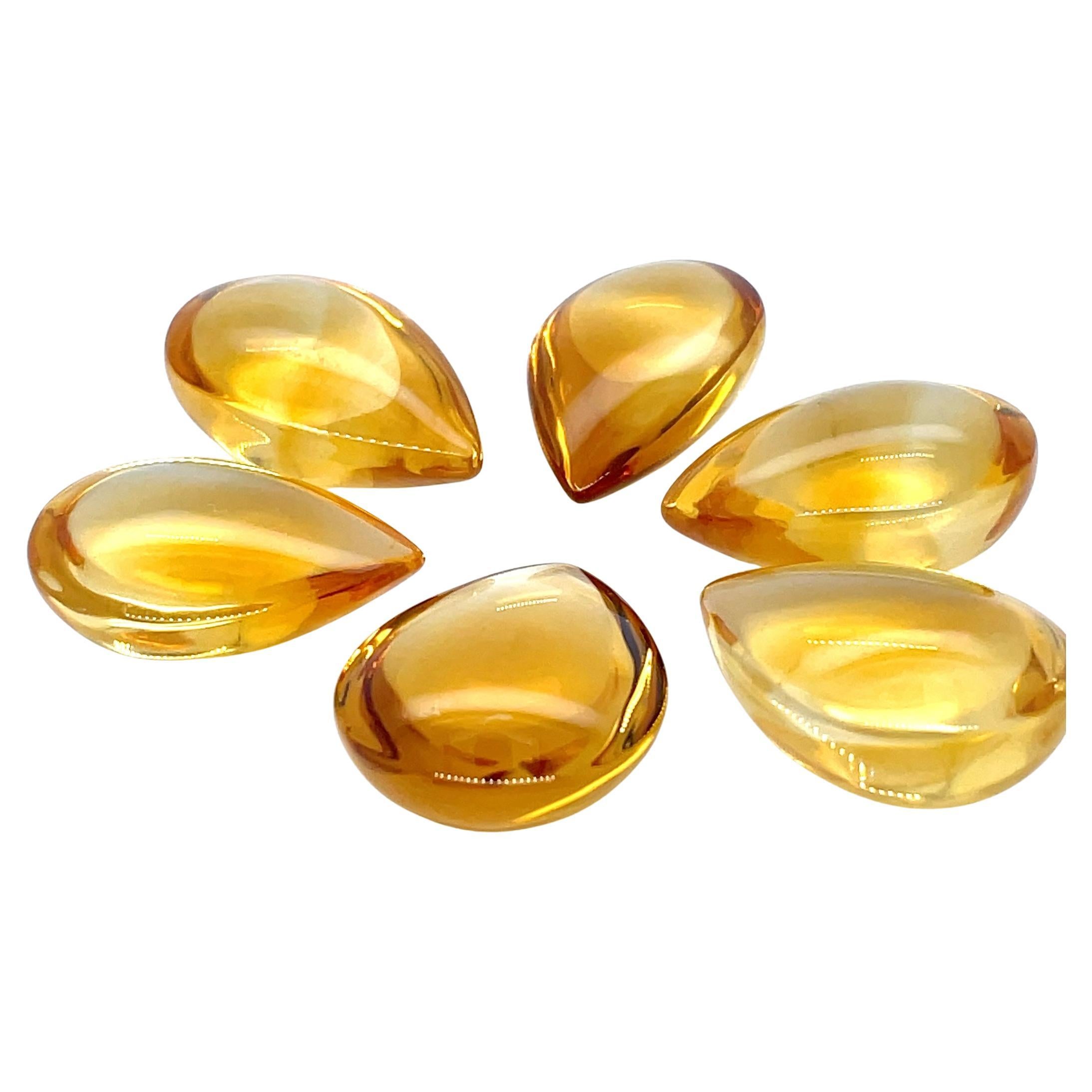 Pierres précieuses cabochon de citrine en forme de poire, Cts 118,42