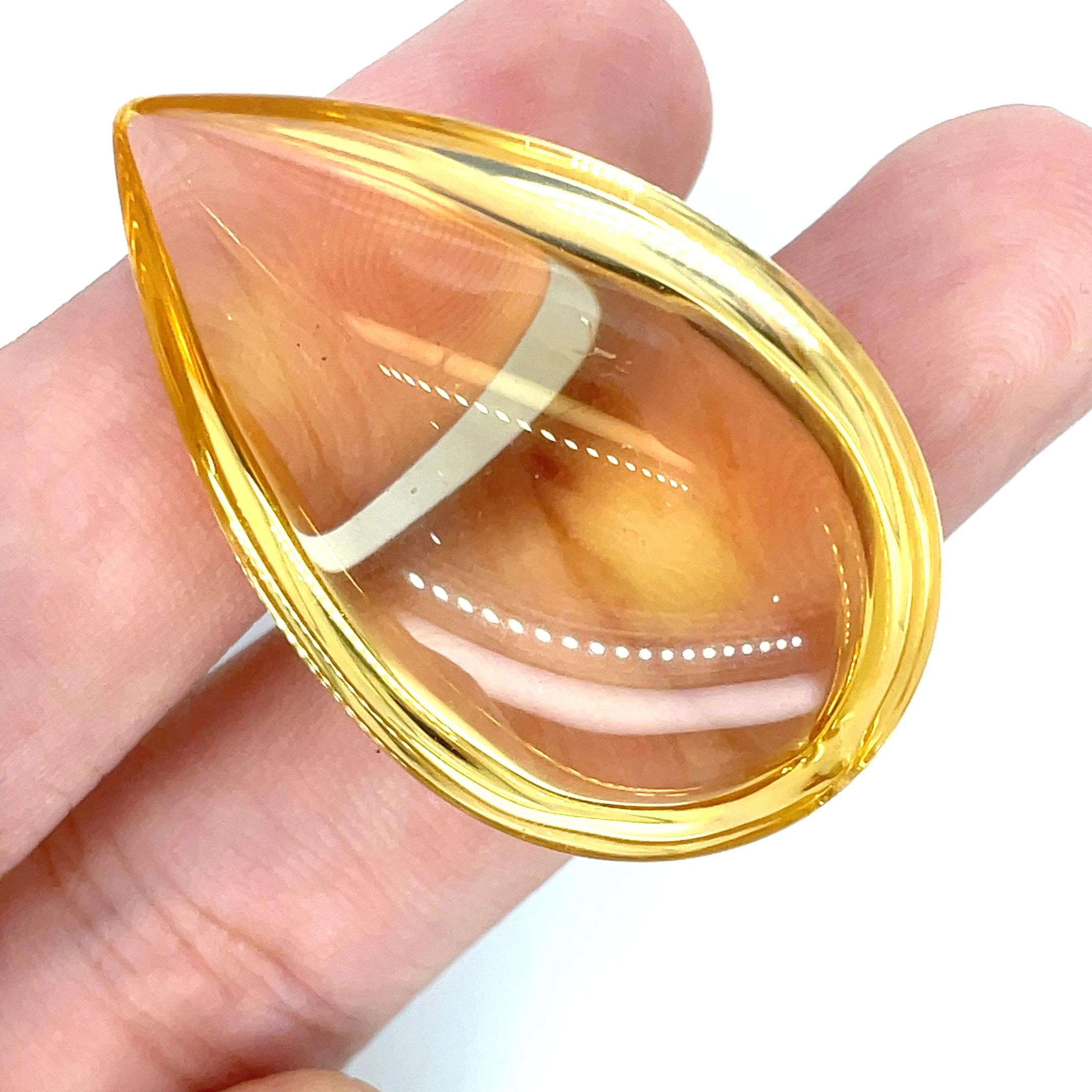 Contemporaneo Cabochon di citrino a forma di pera Cts 219.40 in vendita