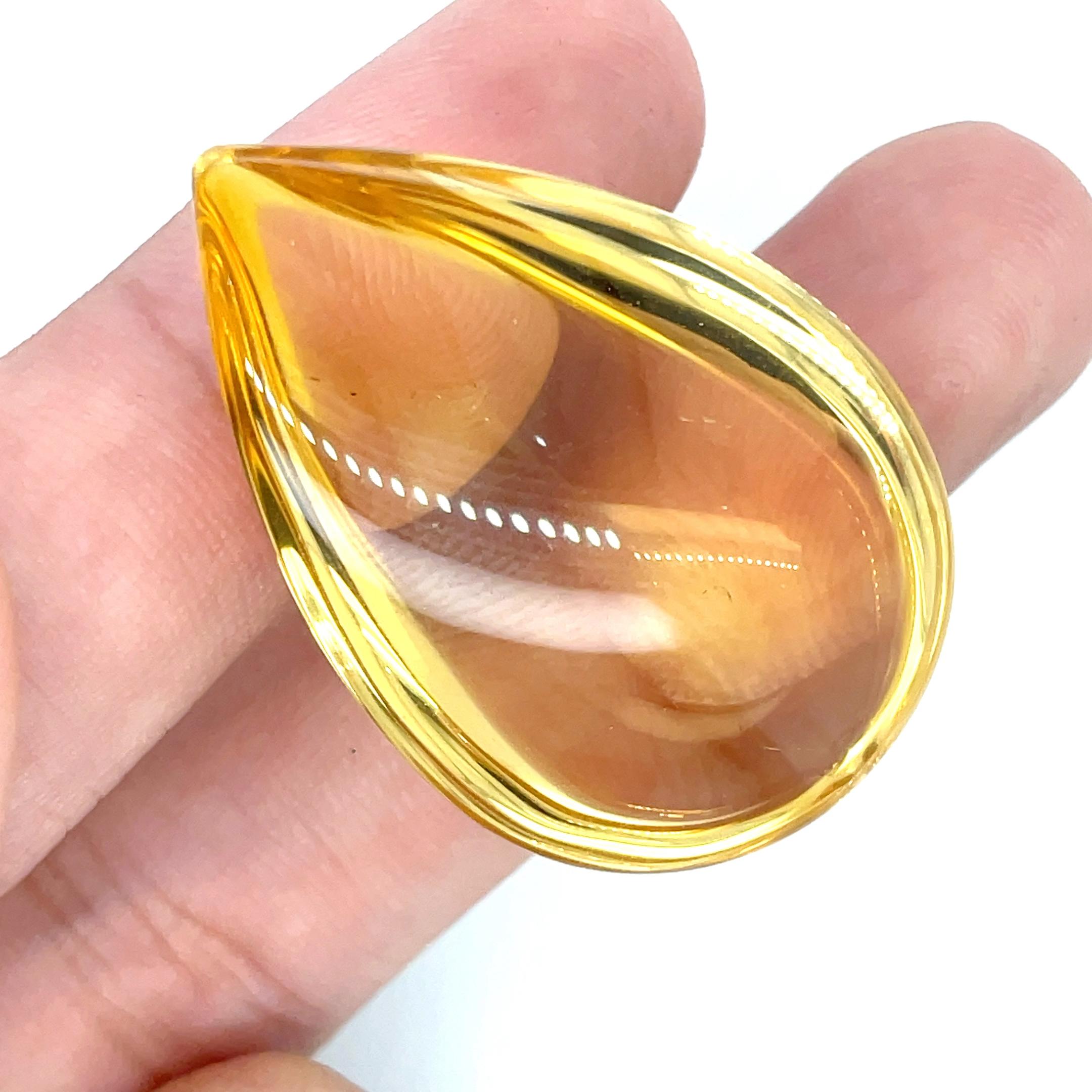 Taglio a goccia Cabochon di citrino a forma di pera Cts 219.40 in vendita