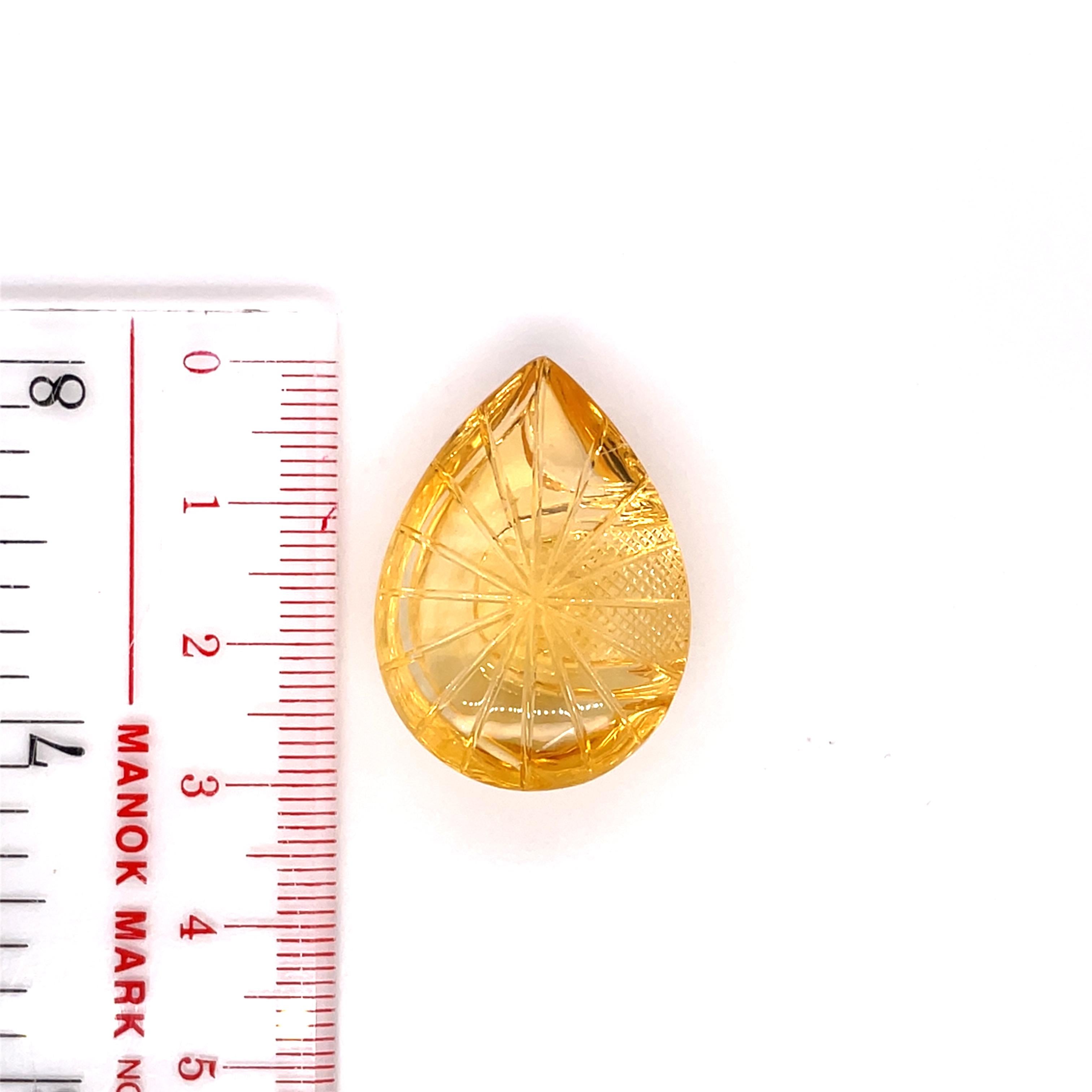 Gemme da intaglio di Citrino a forma di pera Cts 93,48 in vendita 6