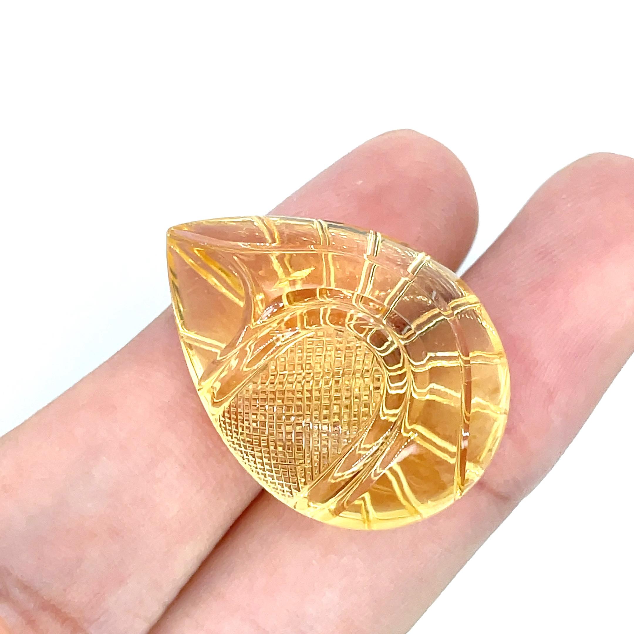da uomo o donna Gemme da intaglio di Citrino a forma di pera Cts 93,48 in vendita