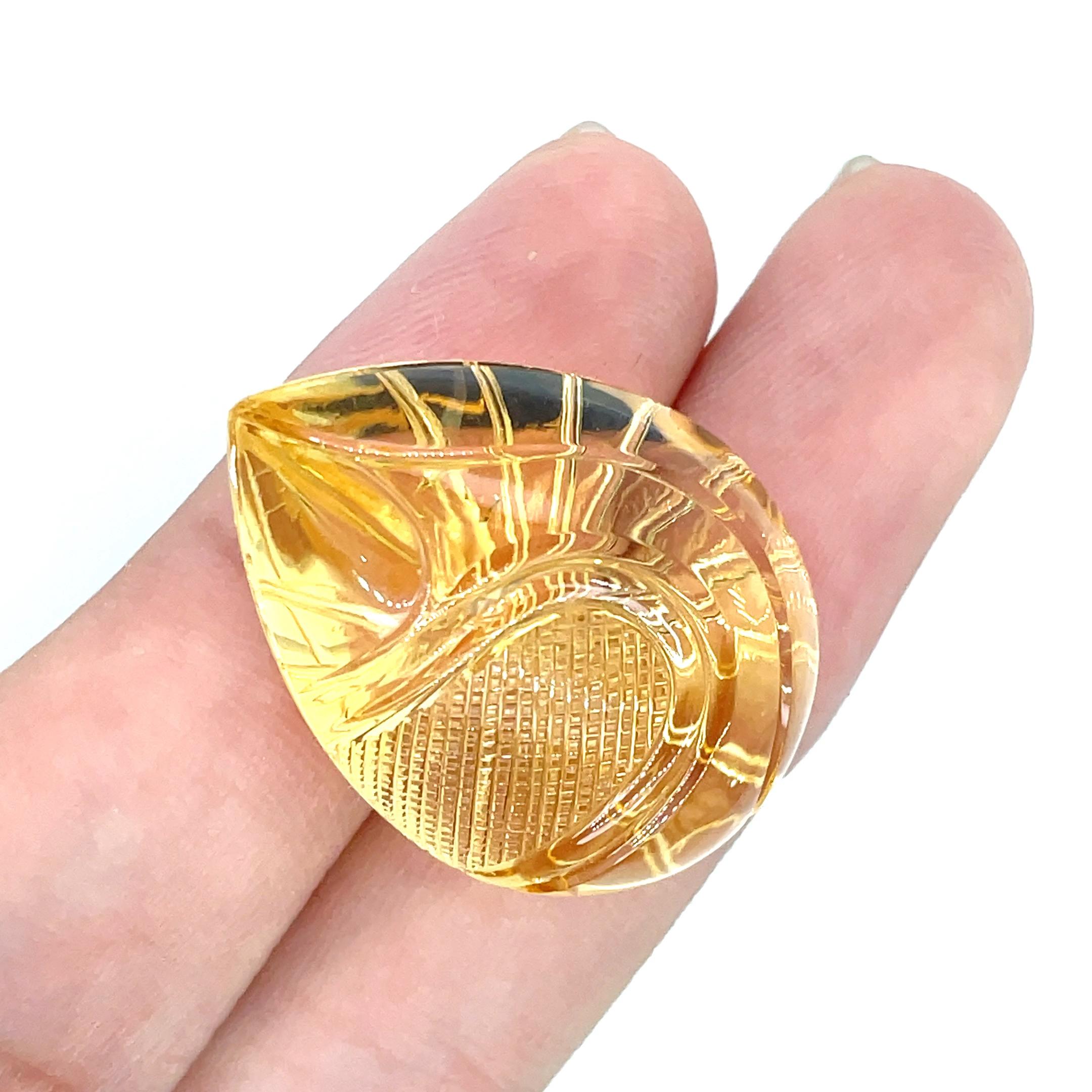 Gemme da intaglio di Citrino a forma di pera Cts 93,48 in vendita 1