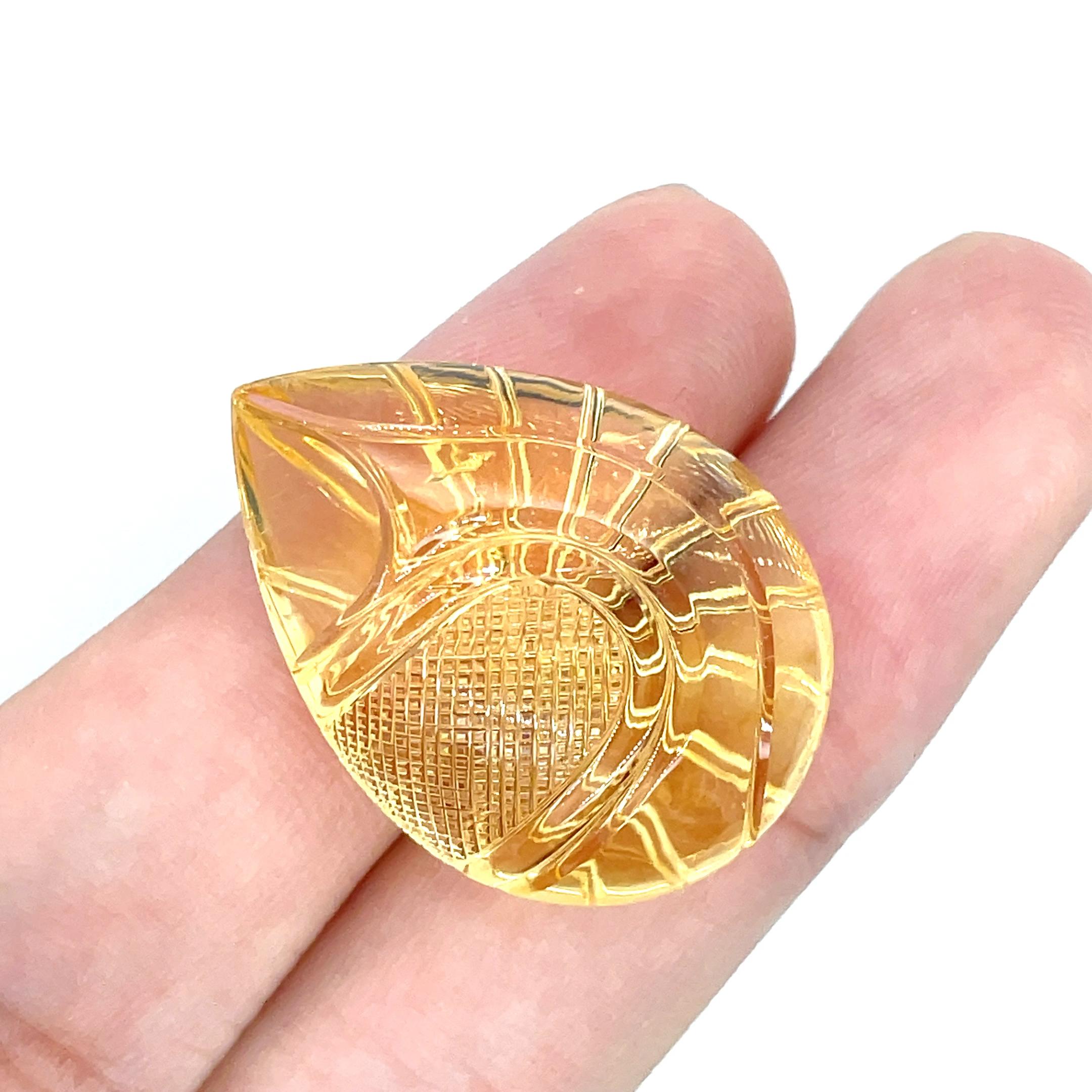 Gemme da intaglio di Citrino a forma di pera Cts 93,48 in vendita 2