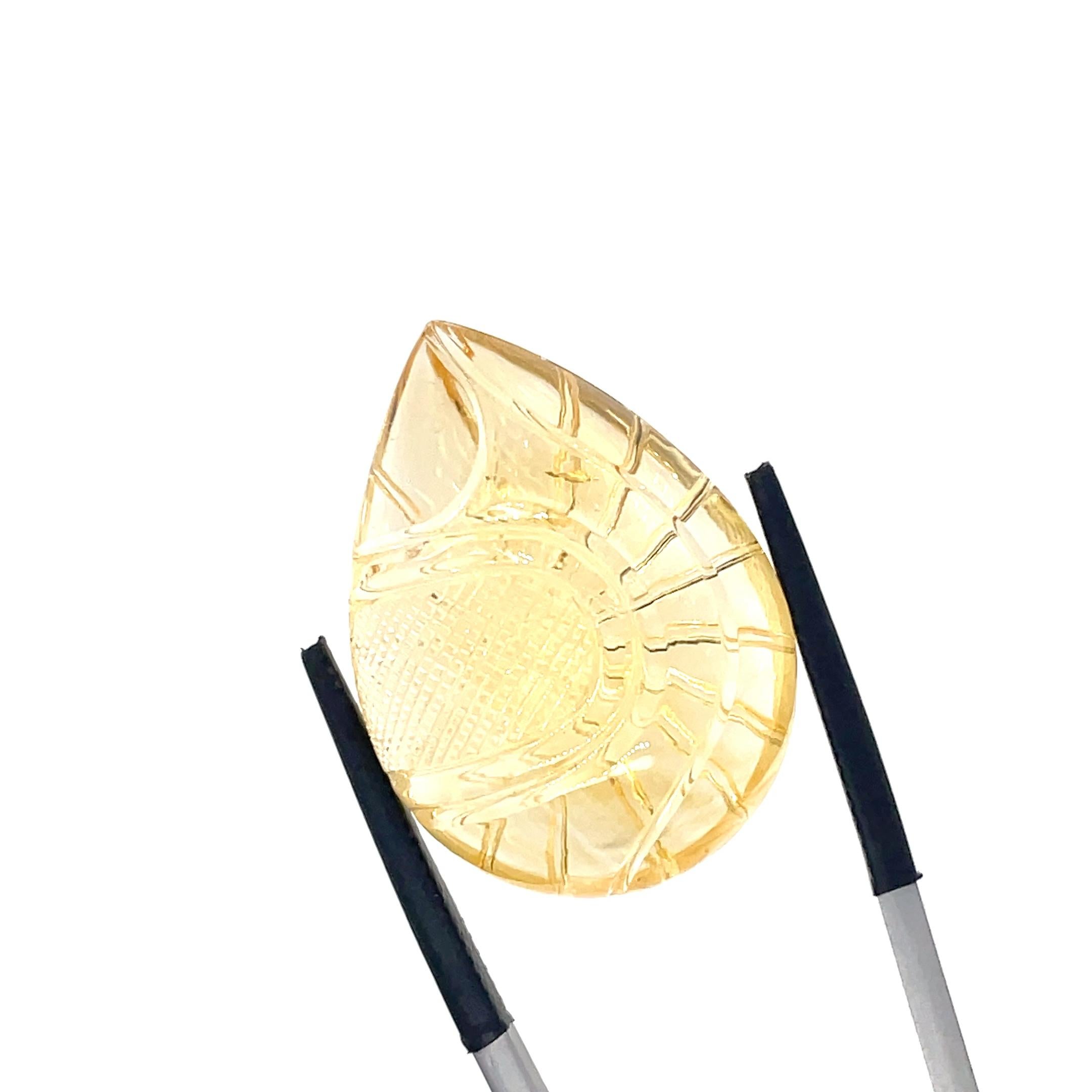 Gemme da intaglio di Citrino a forma di pera Cts 93,48 in vendita 3