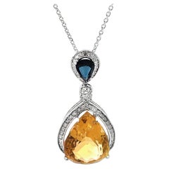 Collana con zaffiro citrino e diamanti in oro bianco 14K