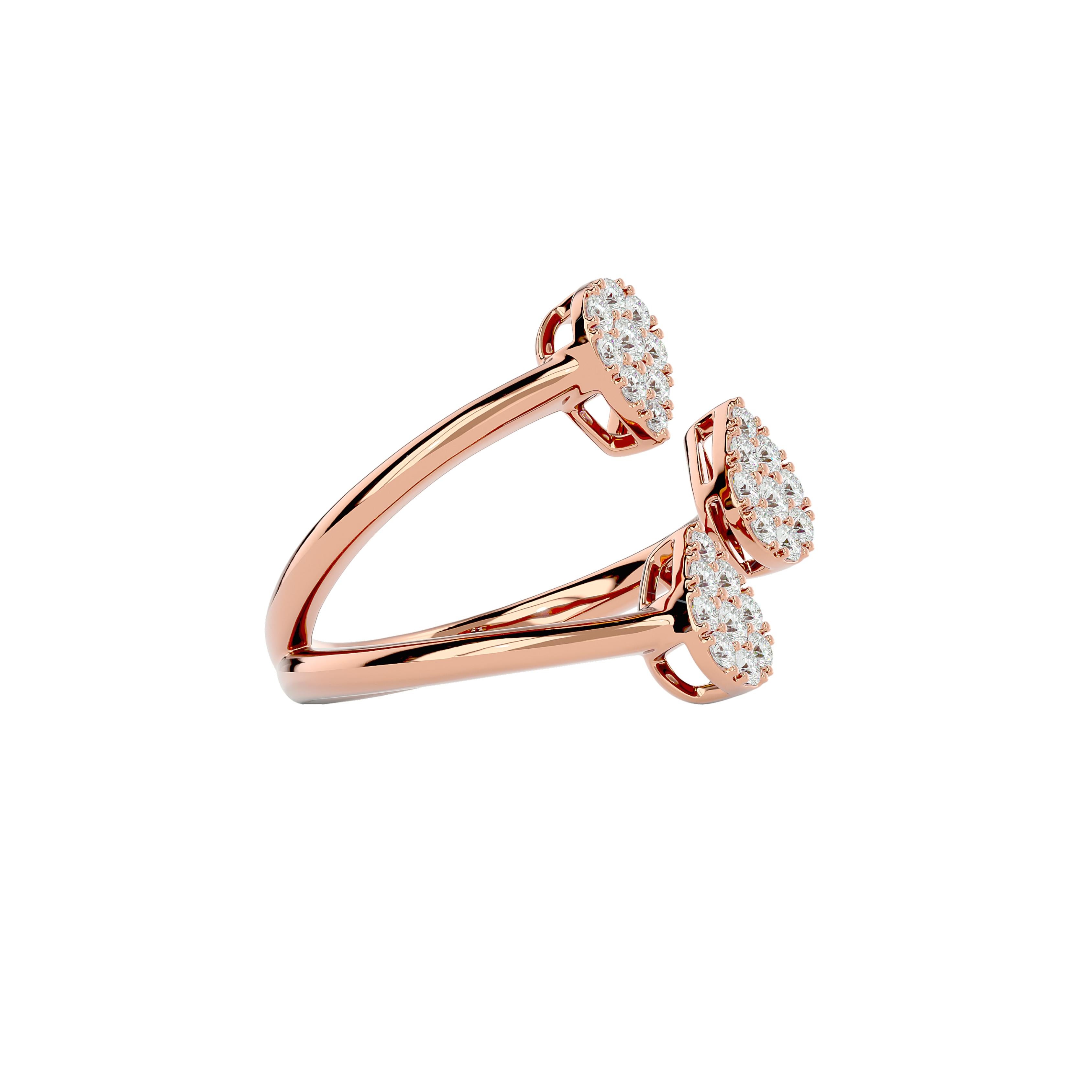 Round Cut Pear Shaped Cluster Diamond Ring in 18 Karat Gold For Sale