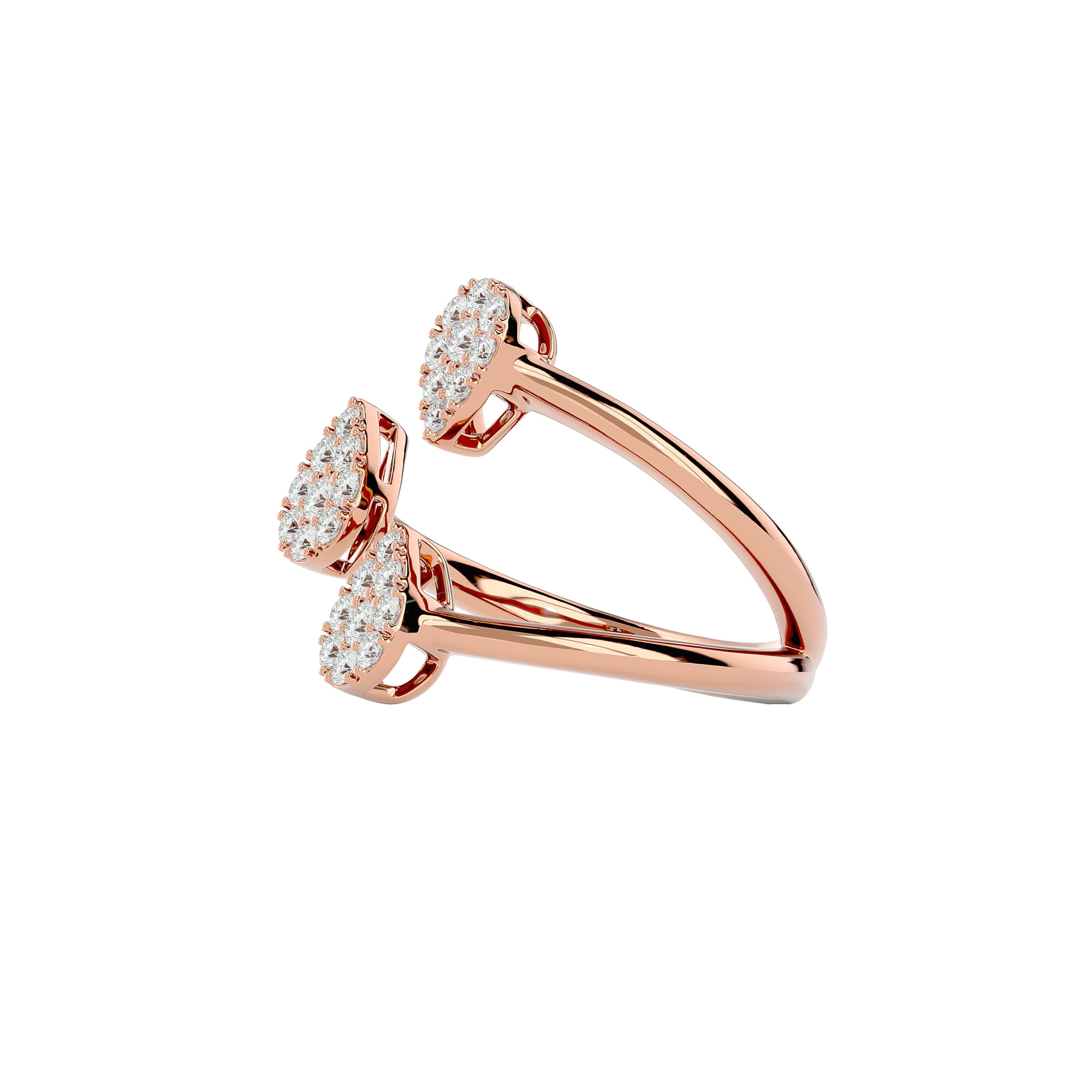 Women's or Men's Pear Shaped Cluster Diamond Ring in 18 Karat Gold For Sale