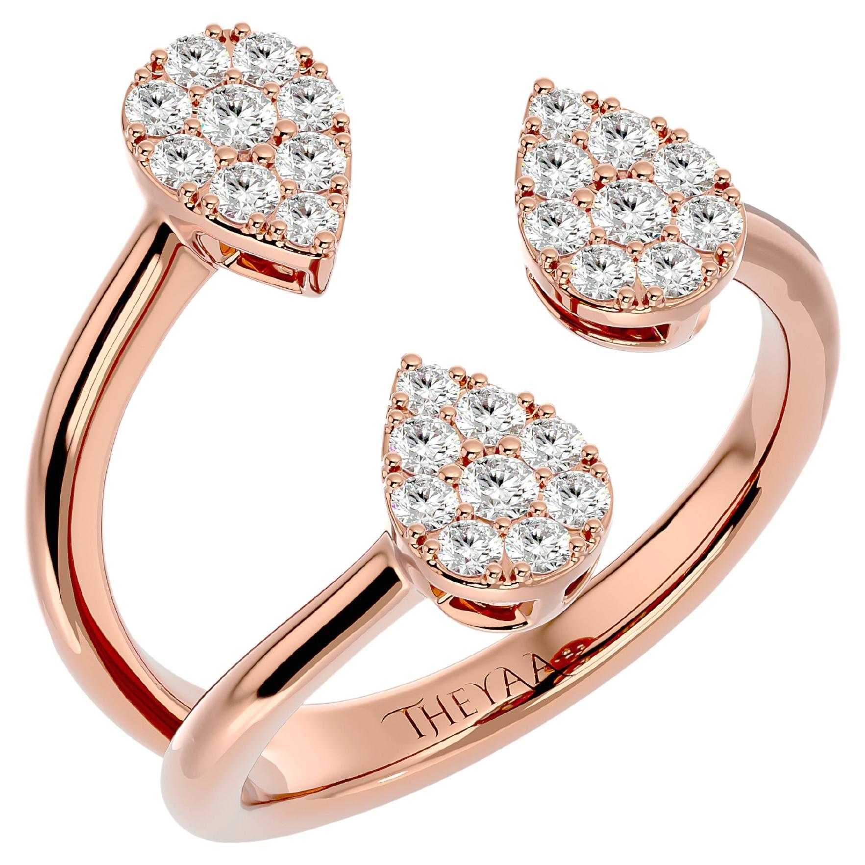 Pear Shaped Cluster Diamond Ring in 18 Karat Gold For Sale