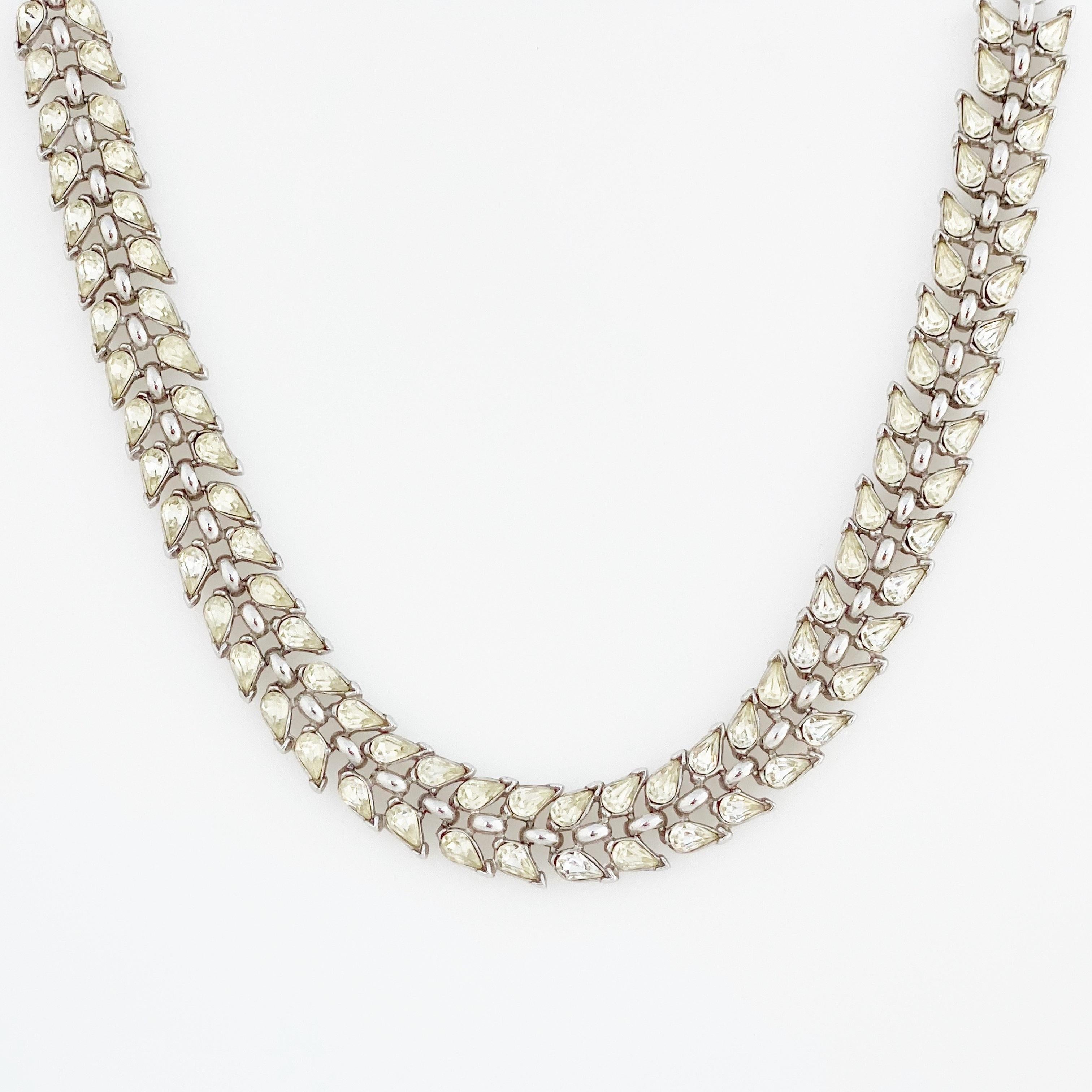 Pear Shaped Crystal Choker Necklace By Crown Trifari, 1950s In Good Condition In McKinney, TX