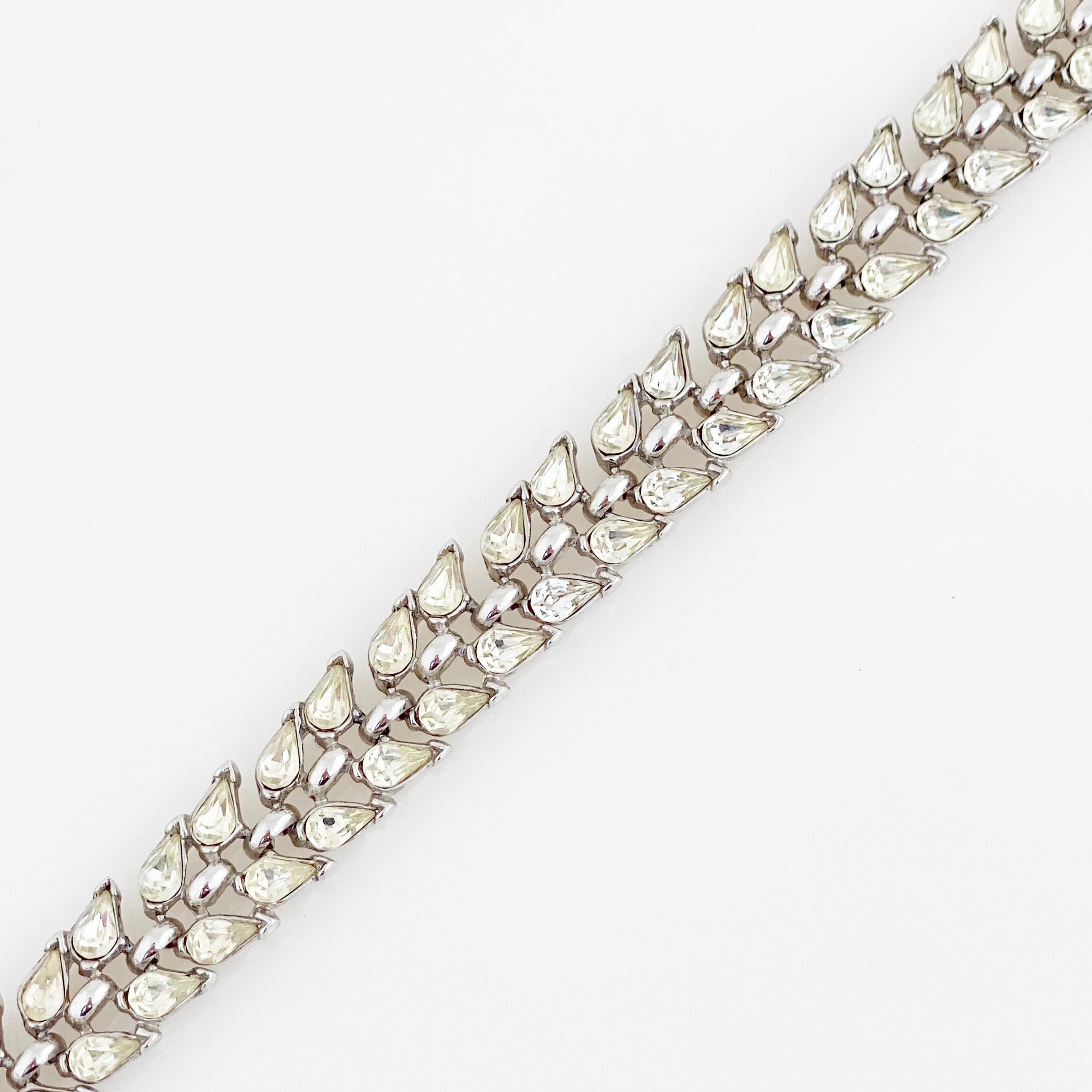 Women's Pear Shaped Crystal Choker Necklace By Crown Trifari, 1950s