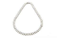 Pear Shaped Cubic Zirconia CZ Sterling Silver Tennis Line Statement Necklace
