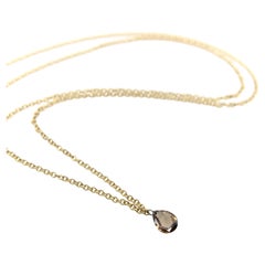 Pear Shaped Dangling Chocolate Rose Cut Diamond on 18K Gold Chain 