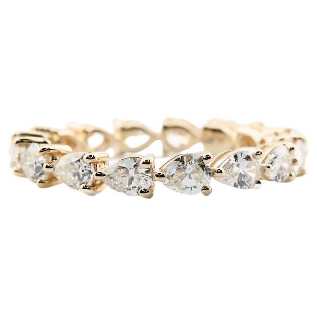 Pear Shaped Diamond 3.10ctw Eternity Band in Yellow Gold 14K For Sale
