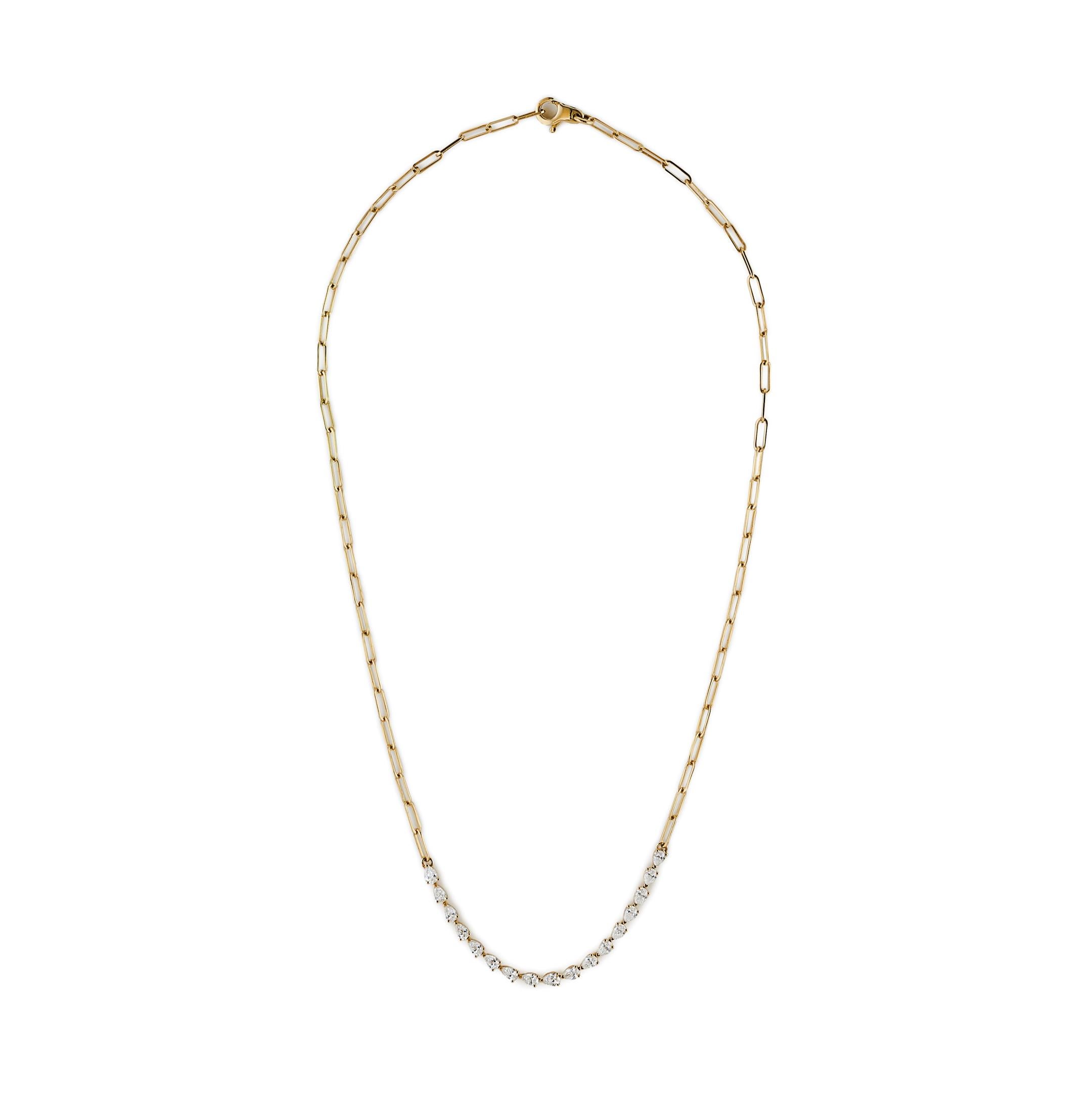 Collier clip en or jaune et diamants en forme de poire Neuf - En vente à New York, NY