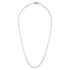 Pear-Shaped Diamond and Yellow Gold Paperclip Necklace