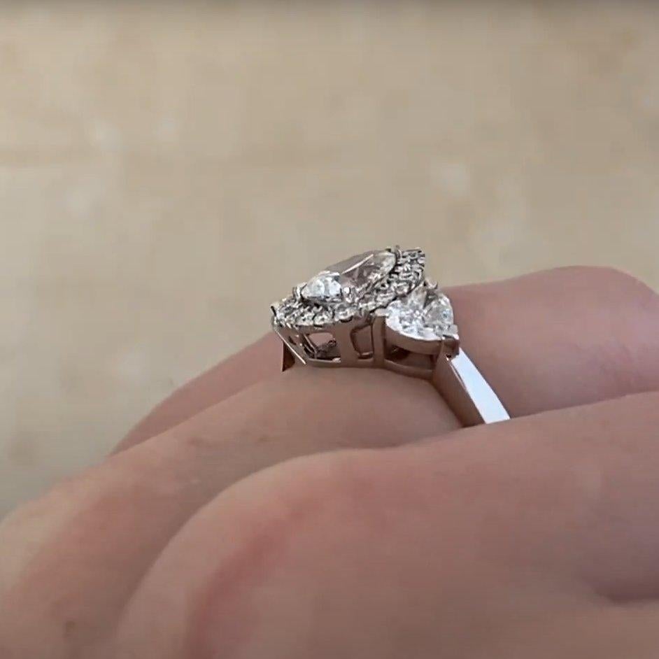 Pear Shaped Diamond (Approx 0.70-Carats) Halo Ring, 18K White Gold In Excellent Condition For Sale In New York, NY