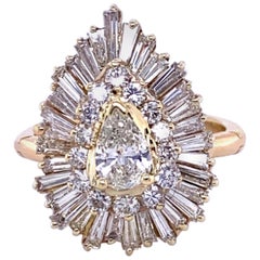 Retro Pear-Shaped Diamond Cluster Ring