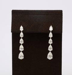 Pear Shaped Diamond Dangle Drop Earrings