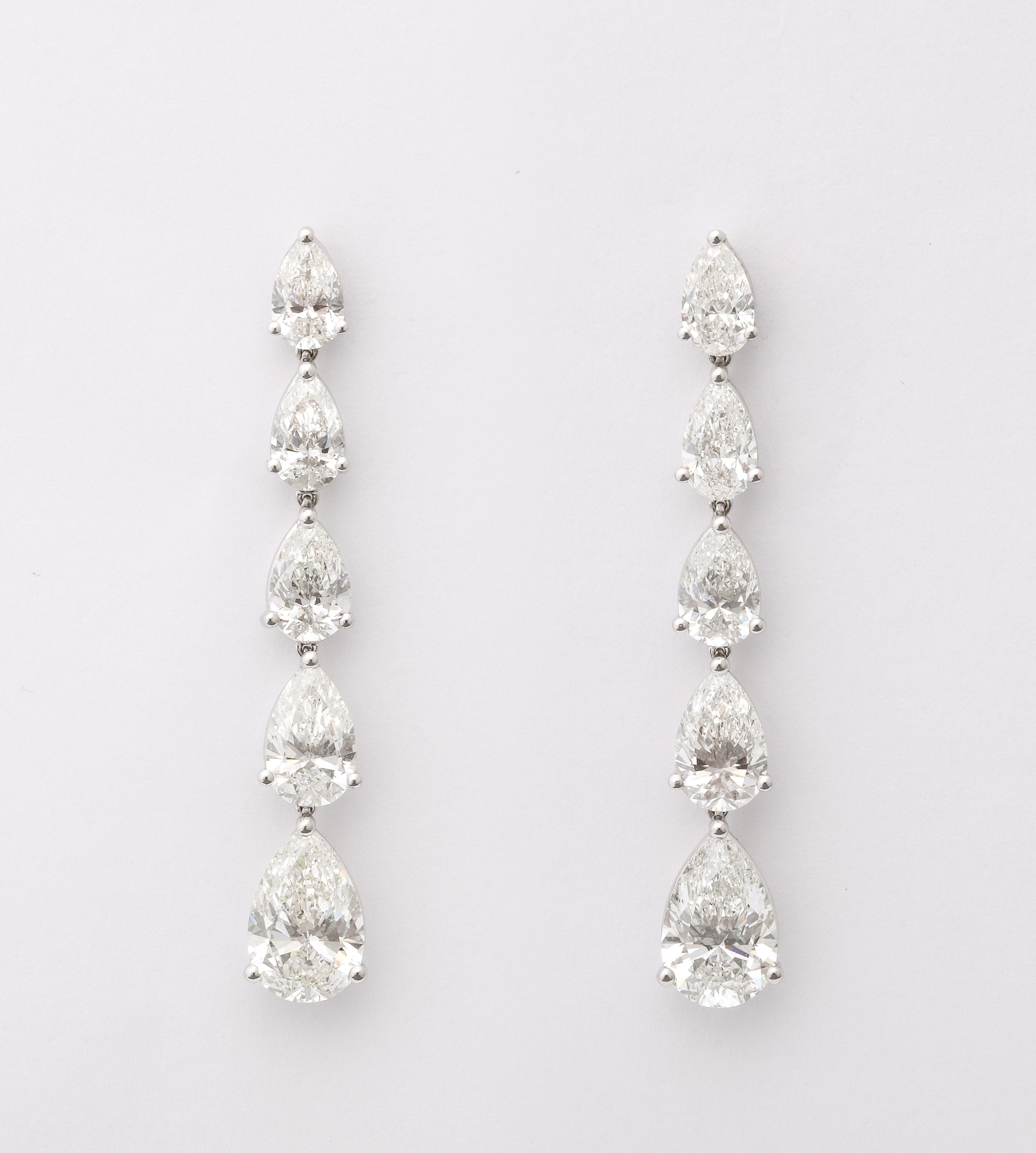 Pear Cut Pear Shaped Diamond Dangle Drop Earrings  For Sale