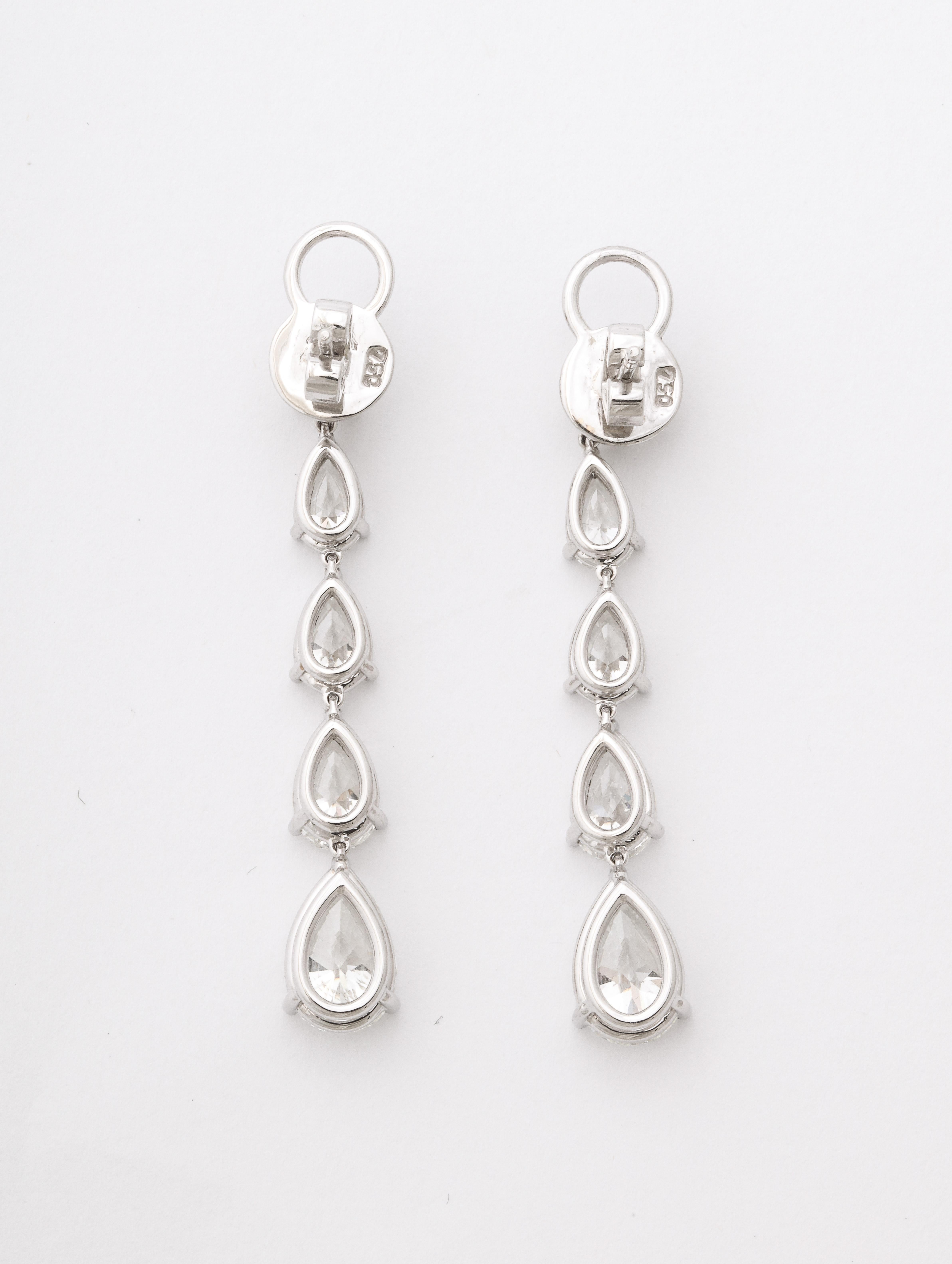 Pear Shaped Diamond Dangle Drop Earrings  For Sale 1