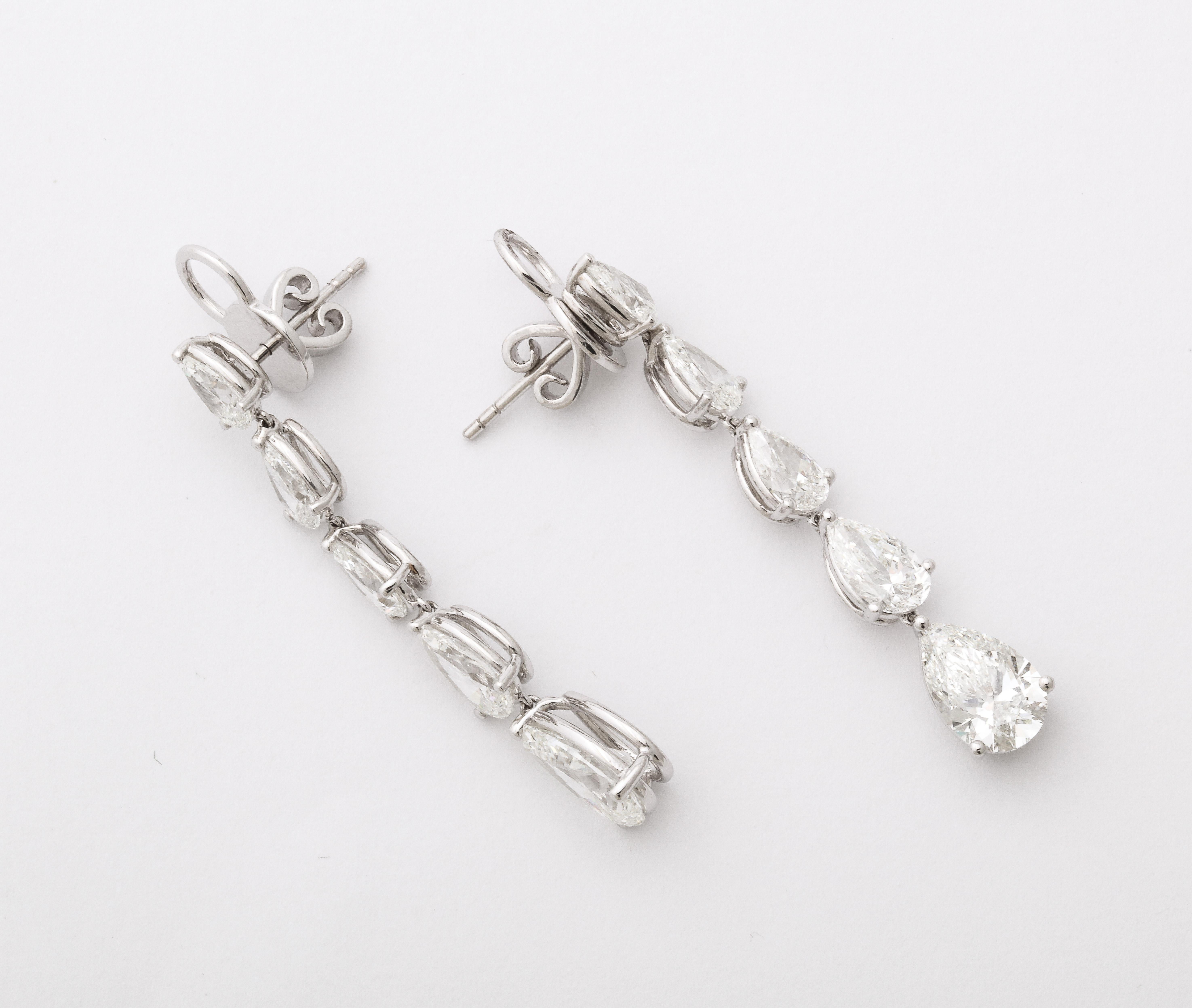Pear Shaped Diamond Dangle Drop Earrings  For Sale 3