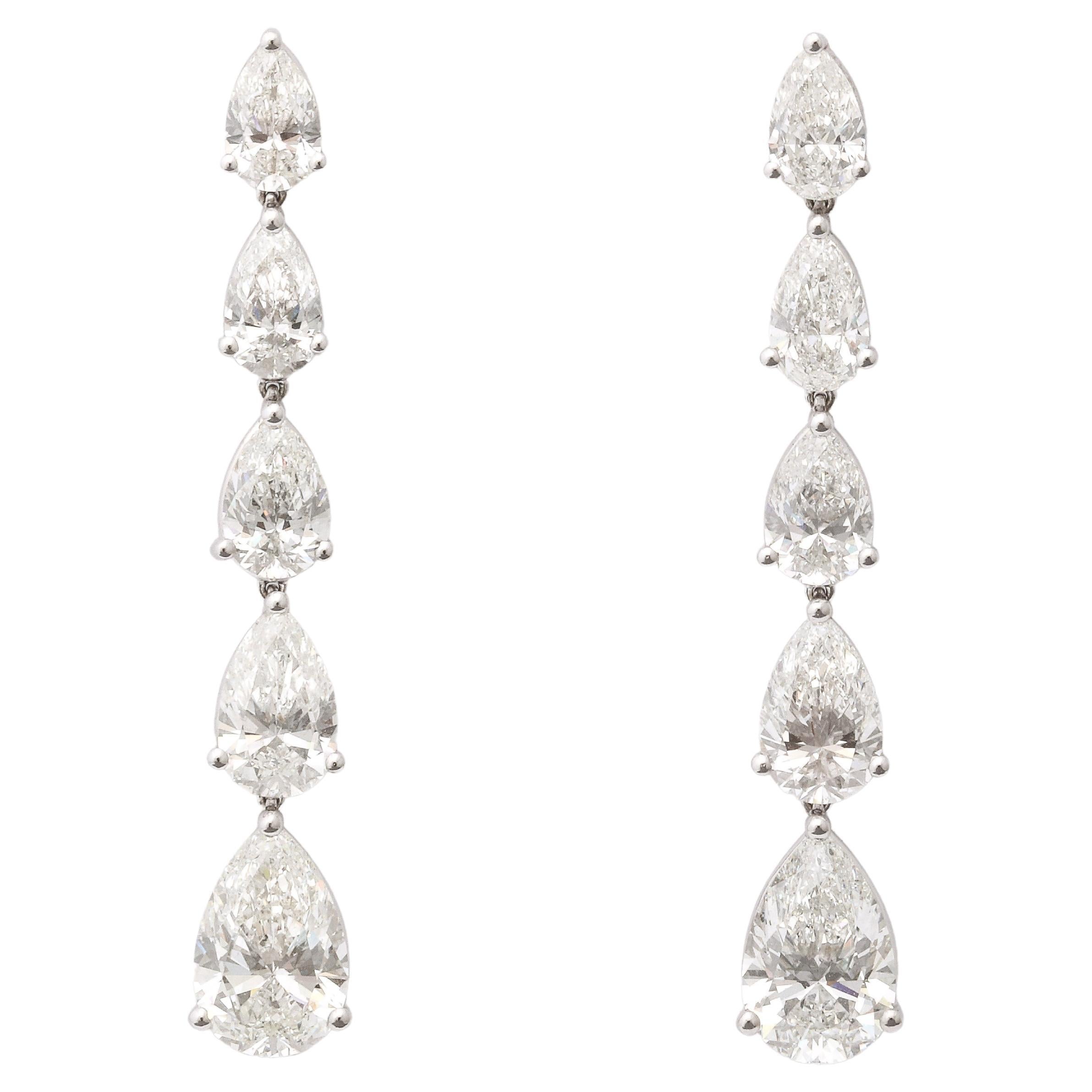 Pear Shaped Diamond Dangle Drop Earrings  For Sale