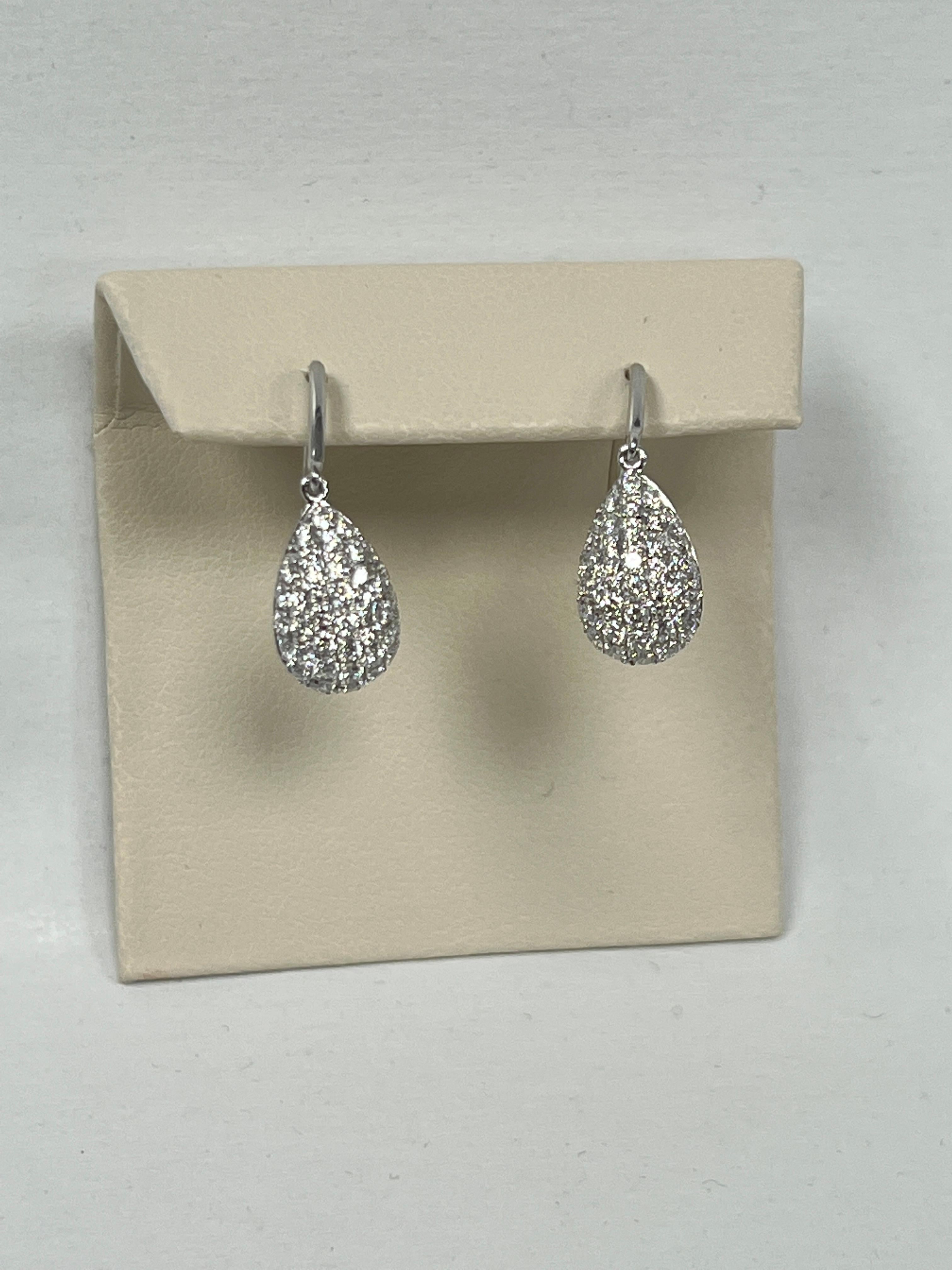 Modern Pear Shaped Diamond Dangle Earrings For Sale