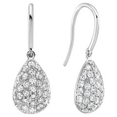Boucles d'oreilles pendantes avec diamants en forme de poire