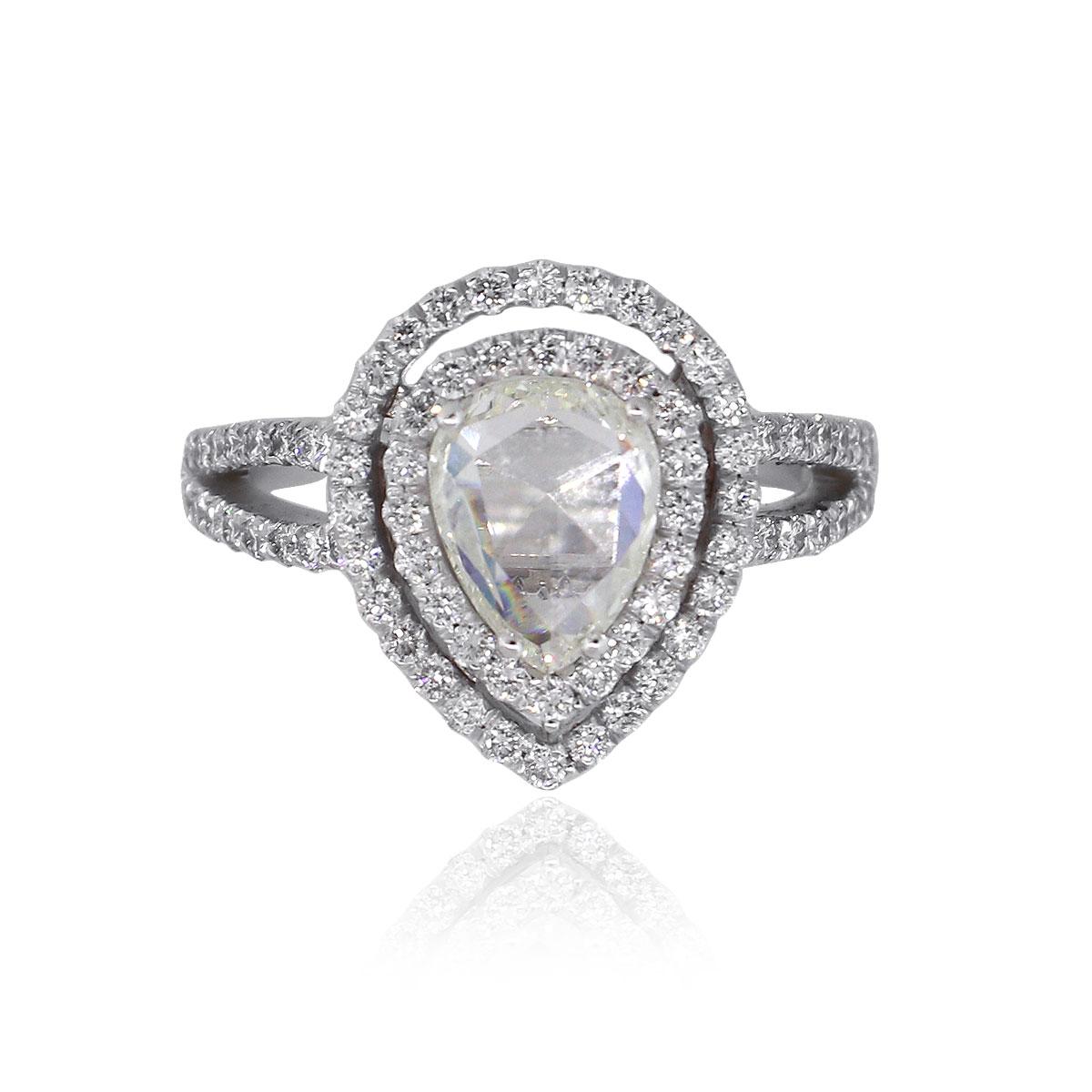 Taglio a goccia Anello a doppio anello con diamante a forma di pera in vendita