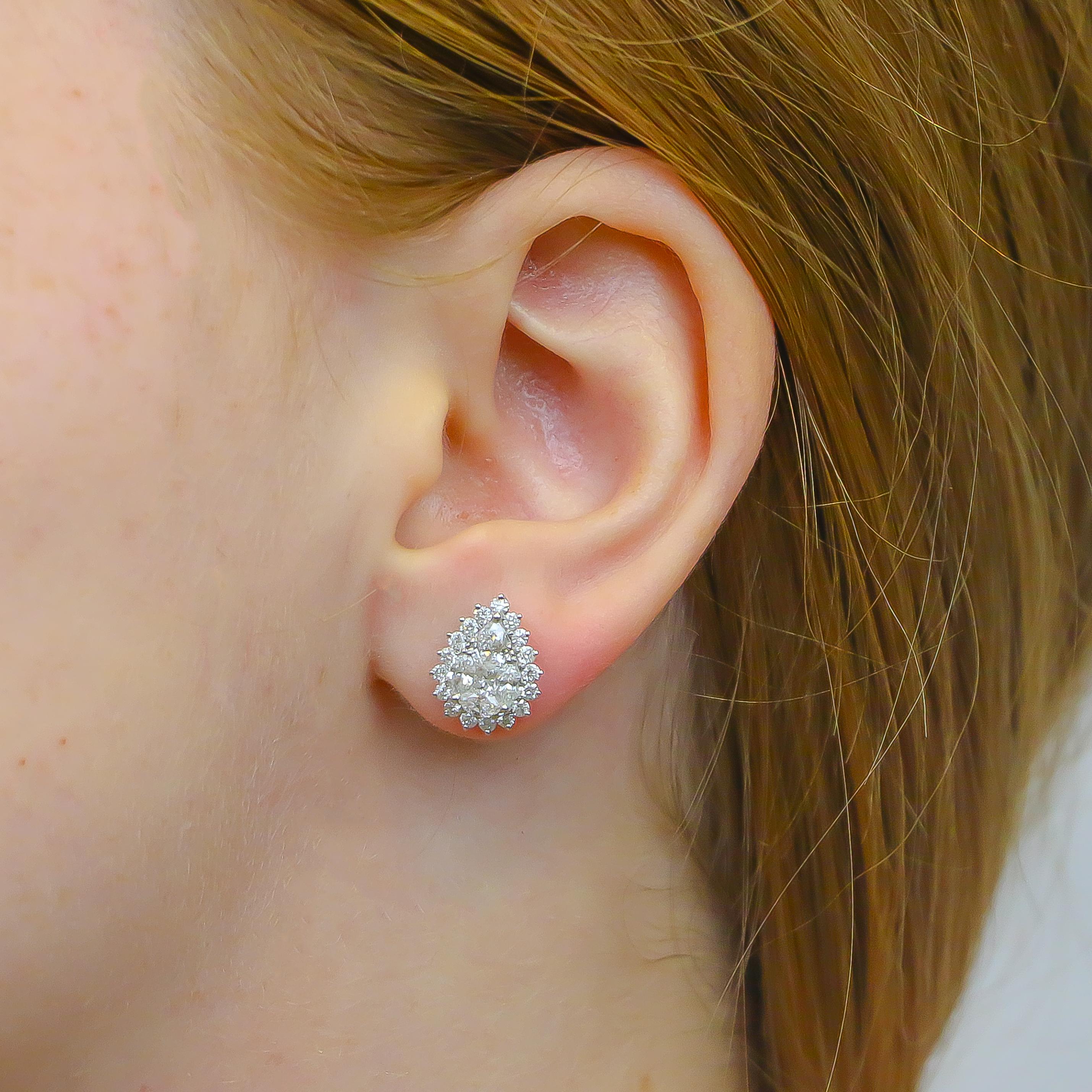 Modern Pear Shaped Diamond Earrings '1.78 Carat'