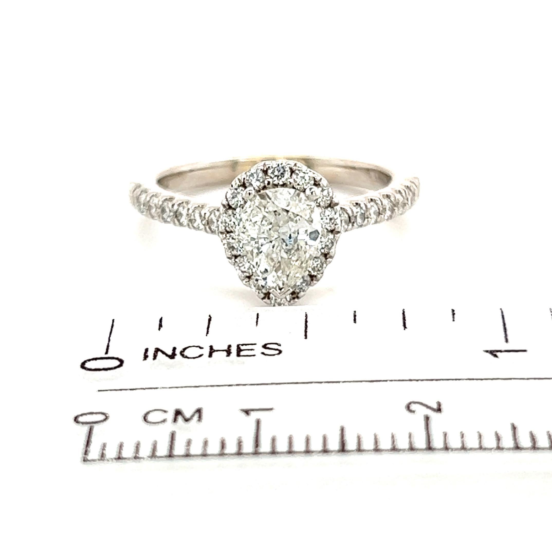 Pear Shaped Diamond Engagement Ring 14k Gold 1.19 TCW Certified For Sale 1