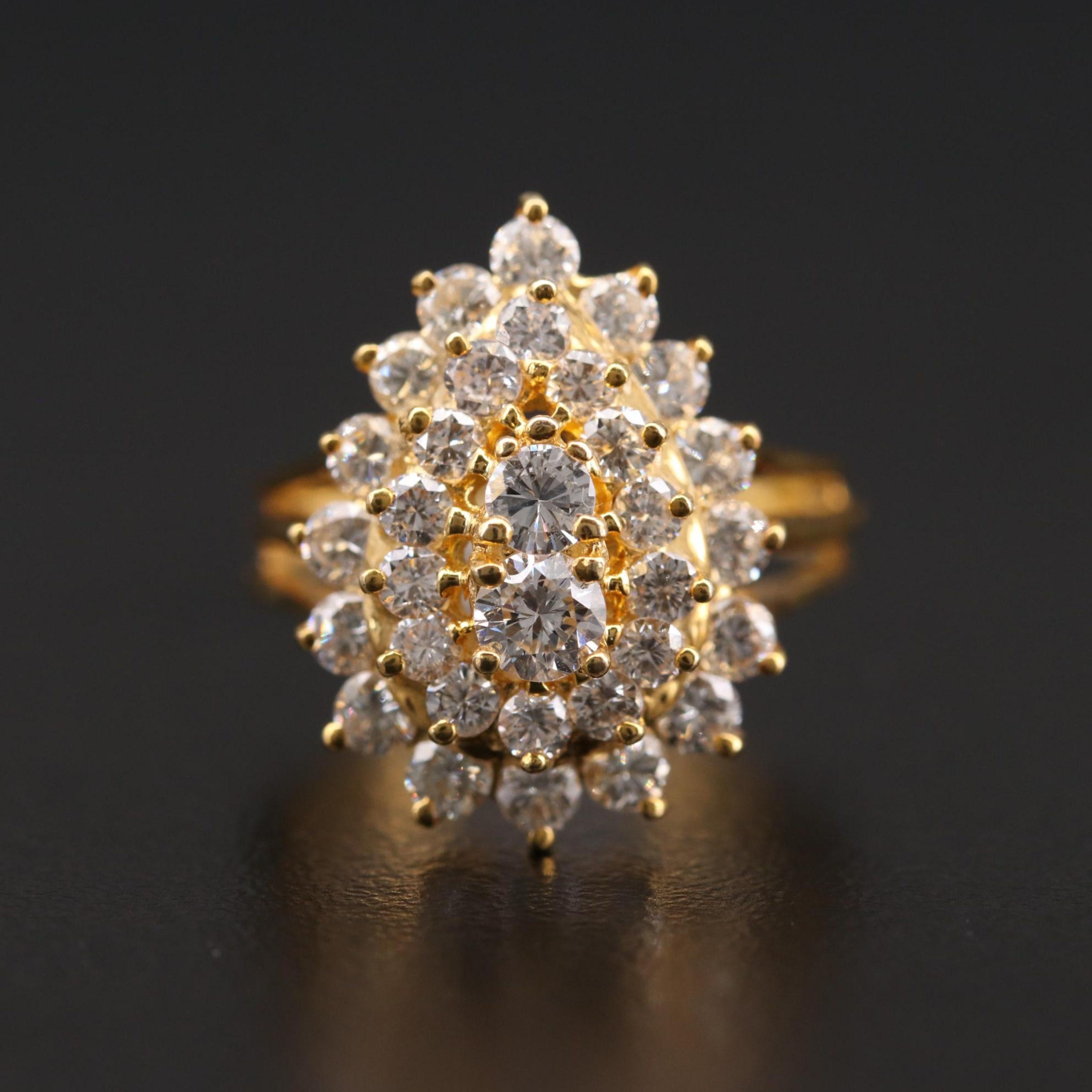 For Sale:  Pear Shaped Diamond Engagement Ring, Diamond Cluster Ring, Diamond Cocktail Ring 5