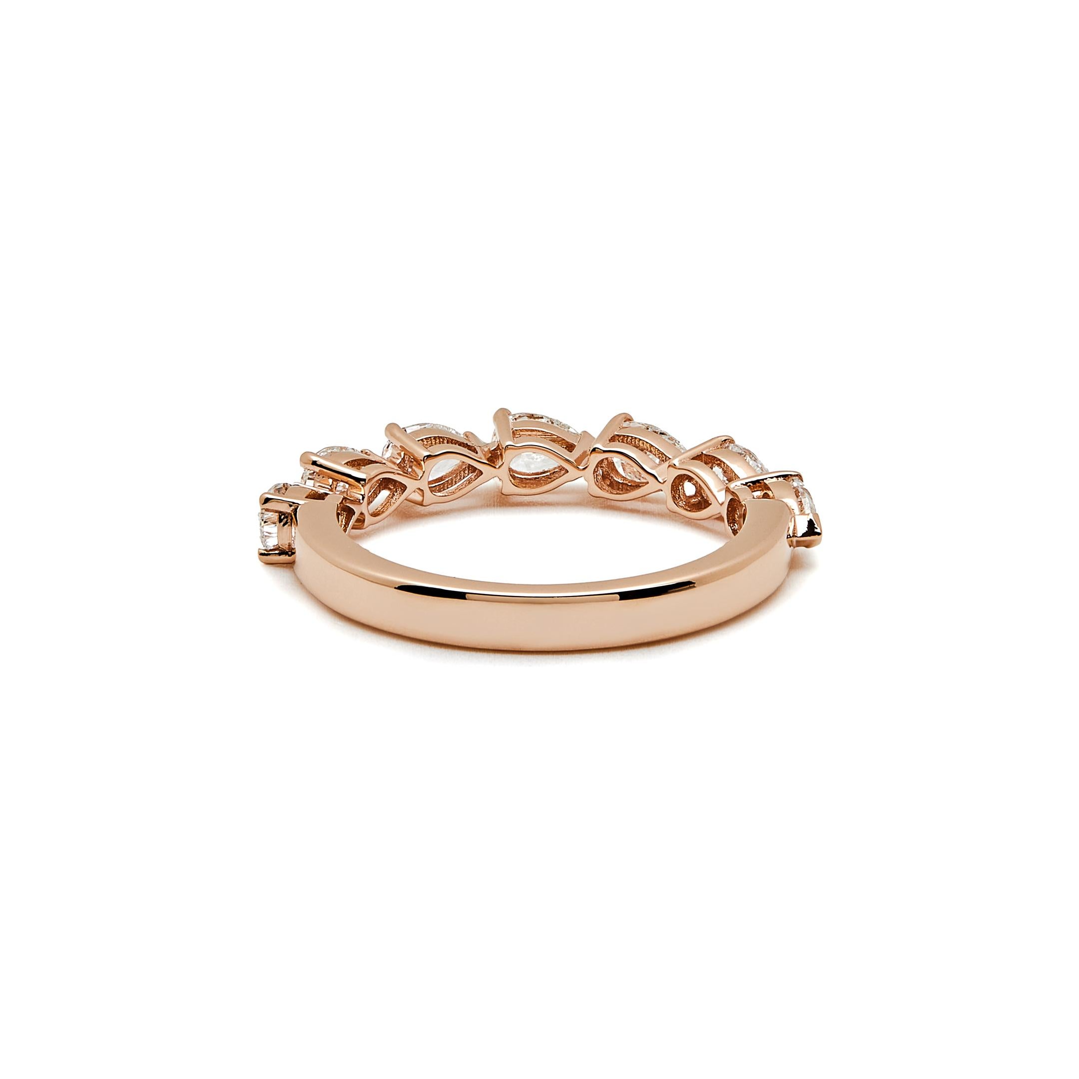 Pear-Shaped Diamond Half Eternity Rose Gold Band In New Condition For Sale In New York, NY