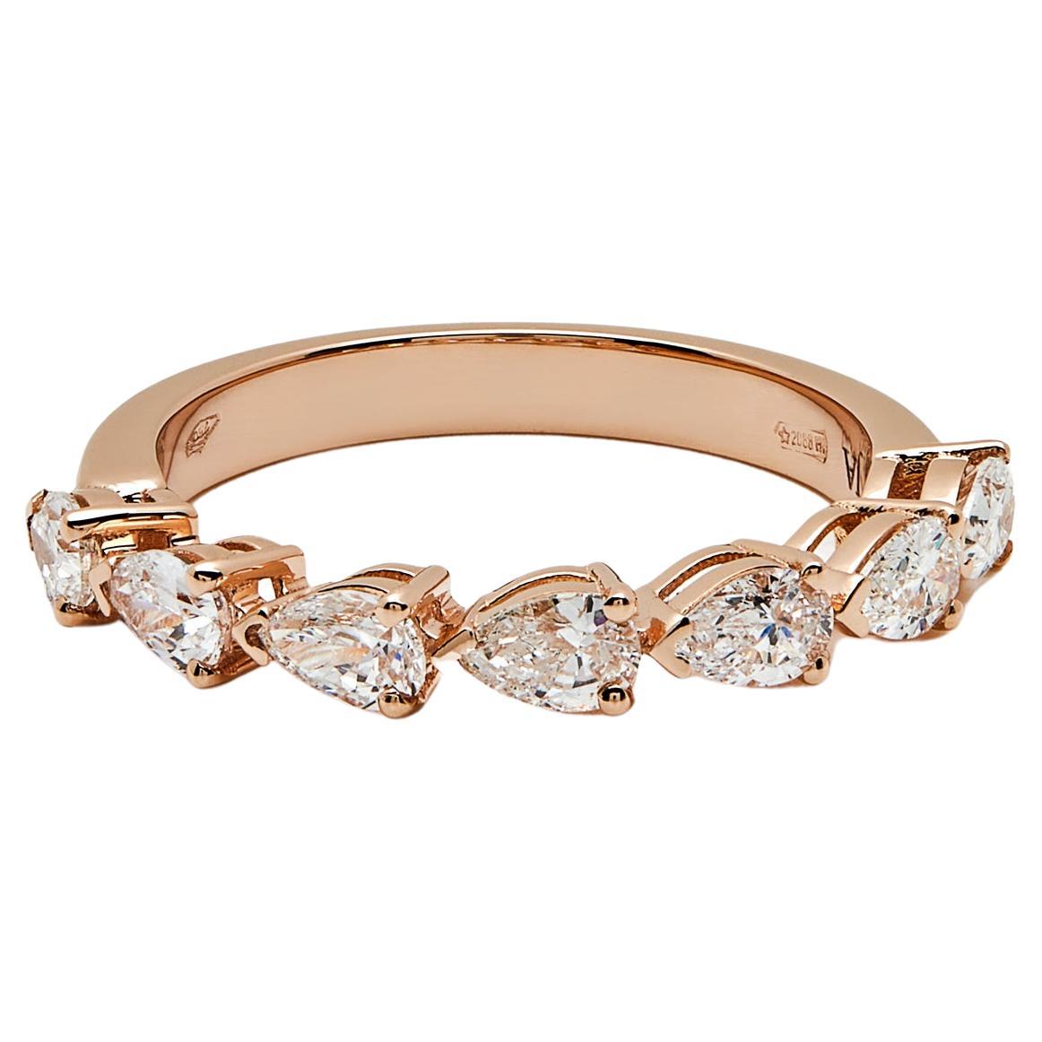 Pear-Shaped Diamond Half Eternity Rose Gold Band For Sale