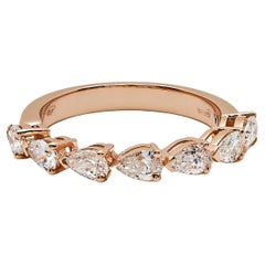 Pear-Shaped Diamond Half Eternity Rose Gold Band