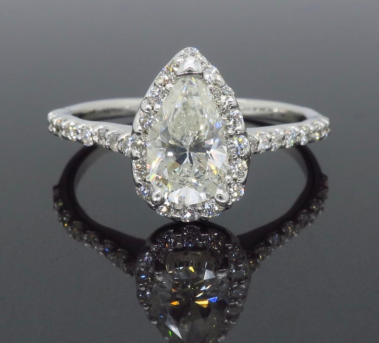 Pear Shaped Diamond Halo Engagement Ring at 1stDibs | pear shaped halo ...